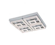 Eglo 95661 Plafonnier, Acier, Integriert, Chrome/Transparent, 52 x 52 x 9.5 cm