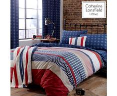 Catherine Lansfield Parure Housse de Couette 1 Personne Stars and Stripes - Multicolore - 135 x 200 cm