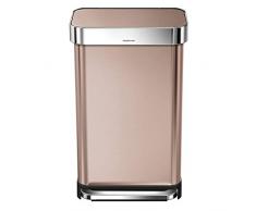 Simple Human Poubelle à pédale en Acier Inoxydable Or Rose 55 l
