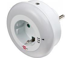 Brennenstuhl Veilleuse LED - Lumière dorientation douce avec capteur crépusculaire pour la prise de courant (avec prise de sécurité enfant) Couleur : blanc