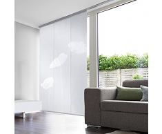 MADECOSTORE Lot de 3 panneau Japonais Voile Dévoré Coquelicots - Blanc - L50 x H250cm