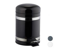 relaxdays 10025605_46 Poubelle, Acier Inoxydable, Noir, 26,5 x 17 x 22 cm