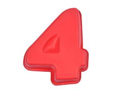 CAP DELICES 6MOUL144 Moule Chiffre 4 Silicone Rouge 22 x 26 x 5,5 cm