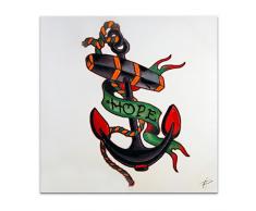 Arte Dal Mondo AS318X1 Tattoo Hope Tableau Modern Peint Ã la Main sur Toile avec Chassis, Multicolor, 80x80x3,5 cm