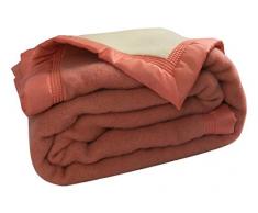 Couverture hiver Luxe - 100% pure laine vierge - OURSON - Peche L6/Ecru A1 - 240 x 300