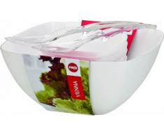 Emsa 512766 Vienna Ensemble saladier-4 Bols et 2 Couverts à Salade-en Plastique, Blanc, Mélamine, 6-teilig