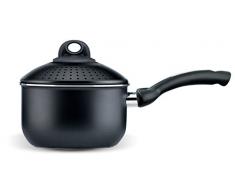 Pensofal Série Biostone Casserole pâtissière 1,5 l Baby, diamètre 16 cm, manche en bakélite, en aluminium avec revêtement antiadhésif, effet pierre, noir