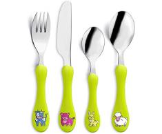 Amefa 1322AGT000A40 Enfant Service 4 pièces - Couverts enfants, Acier inoxydable/Manche Vert Anis, 4,5 x 4,5 x 18,5 cm
