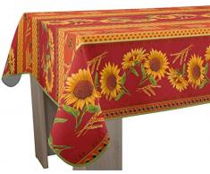 Le linge de Jules Nappe Anti-Taches Tournesol Rouge - Taille : Rectangle 150x200 cm