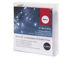 Rayher Hobby Mini Guirlande Lumineuse LED avec Fil/Minuteur, Divers, Blanc, 1,15Â x 0.78Â x 0.23Â cm