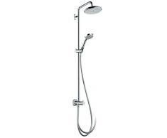 Hansgrohe Colonne de Douche Showerpipe pour Baignoire Croma 220 avec Douchette Croma 4 Jets et Douche de Tête Croma 22 cm Reno Chromé sans Robinetterie avec Inverseur 27224000
