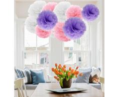 A Liittle Tree Guirlande de Pompons en Papier de Soie Ã Suspendre avec Un Petit Arbre - 9/12 piÃ¨ces - 20,3 cm + 25,4 cm