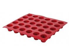 Crealys 513107 Moule à Cannelés Silicone Rouge