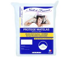 Nuit de France 329361 160/200 Protège Matelas Polyuréthane/Coton/Polyester Blanc 200 x 160 x 1 cm