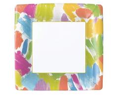 Caspari 13770DP Lot de 8 Assiettes Plates, Papier, Multicolore, 27 x 27 x 0,02 cm