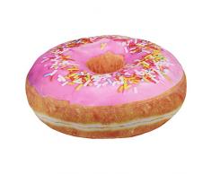 Markenlos Donut Doughnut Coussin Rond avec Vernis et Pierres Roses