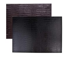 SIGNATURE HOME COLLECTION AP-104-A03 Lot de 6Â Sets de Table rÃ©versibles et faciles dentretien en Cuir Imitation Crocodile Noir/Brun foncÃ© 45Â xÂ 33Â cm Hauteur 0,5Â cm
