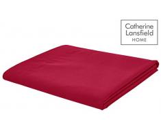 Catherine Lansfield linens Limited Drap Plat 1 Personne en Percale de Polycoton 180 Fils, Rouge, pour 180cm x 260cm
