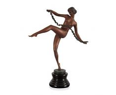 Arte Dal Mondo SM803C Danseuse Sculpture Art DecÃ² en Bronze Polychrome avec Base en marbre, 49x39x13 cm