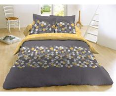 CALITEX Parure 3 piÃ¨ces 240x220 cm OCTOGONE, 100Pourcent_Coton, Gris, 240_x_220_cm