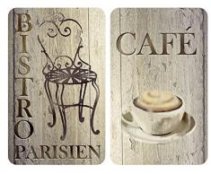 WENKO Plaque de protection en verre universel Bistro - set de 2, pour tous les types de cuisiniÃ¨res, Verre trempÃ©, 30 x 1.8-5.5 x 52 cm, Marron