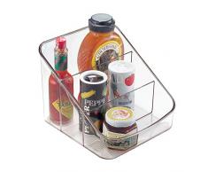 iDesign boîte de rangement à 3 compartiments, grand bac plastique pour aliments emballés ou épices, bac alimentaire, transparent