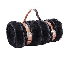 Kare Design Couverture en Fausse Fourrure Ã Rayures Noir 150 x 200 cm