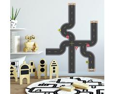 Thedecofactory RMK1720SCS Circuit Route INTÃÃRACTIF ROOMMATES REPOSITIONNABLES (78X105CM-30 Stickers), Vinyle, Multicolore, 104 x 26 x 2,5 cm