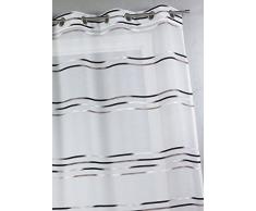 Home Maison HM6934301 Voilage de Fines Rayures Horizontales Etamine Tissée Polyester Noir 140 x 240 cm