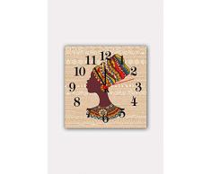 Bonamaison Horloge Murale en MDF, Multicolore, 30 x 30 cm