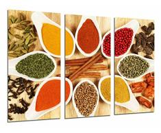 Tableau Moderne Photographique, Impression sur bois, Ãpices de couleur dans les cuillères blanches, cuisine, magasin, 97 x 62 cm, ref. 26915