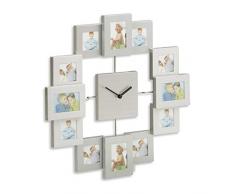 Relaxdays Horloge murale cadre photo Ã complÃ©ter avec vos propres photos HxlxP: 35 x 35 x 4 cm, argentÃ©