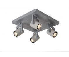 Lucide CONNI-LED - Spot Plafond - Ã 6 cm - LED Dim. - GU10 - 4x5W 3000K - Gris