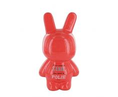 The Concept Factory TI2983 Tirelire Lapin Il ny a point de génie sans grain de folie Céramique Rouge corail H23,6 x 10,2 x 12,8 cm