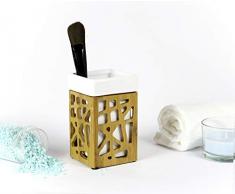 Deblanch Gobelet, CÃ©ramique, Blanc/Bambou, 7Â x 7Â x 11.5Â cm