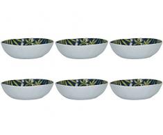 Creative Tops Drift Feuilles Extra Fort Bol, 19Â cm (19,1Â cm) (Lot de 6), MÃ©lamine, Bleu/Vert, 19Â x 19Â x 5Â cm