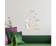 Walplus Miroir Décoration Murale Cristal Joli Chat Autocollant Mural Amovible Autocollant Mural Décalques Vinyle Maison Décoration DIY Vivant Chambre Bureau Décoration Chambre DEnfants, Argent