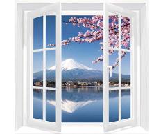 Scenolia Tableau Verre Acrylique FENETRE sur Le Mont Fuji 60 x 60 cm | Décoration Murale Design Fait en France