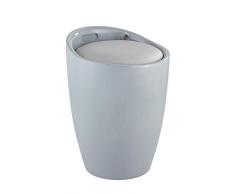 Wenko Coffre Ã Linge & Tabouret Candy Gris, Plastique, 38,5 x 38,5 x 53 cm