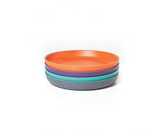 BIOBU by eKOBO 34550 bambino set 4 assiettes bleu ciel/orange/prune/gris