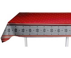 Soleil dOcre 857135 Neige Nappe Toile Cirée Rectangle PVC Rouge 140x240 cm