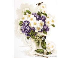 Lucas Kit de broderie au point de croix compté Motif vase et jasmin