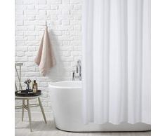 KAV Rideau de Douche en Tissu imperméable, Couverture de Bain Extra complète 220 cm (Largeur) x 180 cm (Profondeur) 100% Polyester Ourlet lesté (Blanc uni)