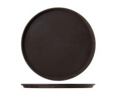 H&H Plateau Rond, Plastique, Marron, 40Â x 40Â x 2Â cm
