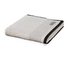 MÃVE Eden Serviette de Douche avec Bordure PassepoilÃ©e 80 x 150 cm, FabriquÃ© en Allemagne, 80 % Coton / 20 % Lin, Nature / Black (Beige)