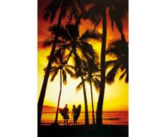 1art1 Surf Poster - Coucher De Soleil - Plage (91 x 61 cm)