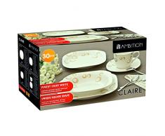 Dajar Claire Service de Table 30Â piÃ¨ces. Ambition, Porcelaine, Ã©cru, 46Â x 43Â x 28Â cm,Â âÂ unitÃ©s