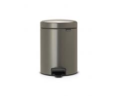 Brabantia 112683 Poubelle à Pédale Newicon avec Seau en Plastique, 5 L - Platinum