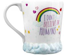 Puckator - I Dont Believe in Humans - Tasse mug, Motif Licorne dans Les Nuages, en cÃ©ramique - Blanc