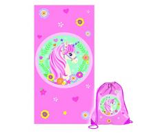 Unicorno Drap de Plage ou Piscine Original, Rose, 70 x 140 cm, avec Sac amÃ©ricain Rose en Cadeau Fast Dry